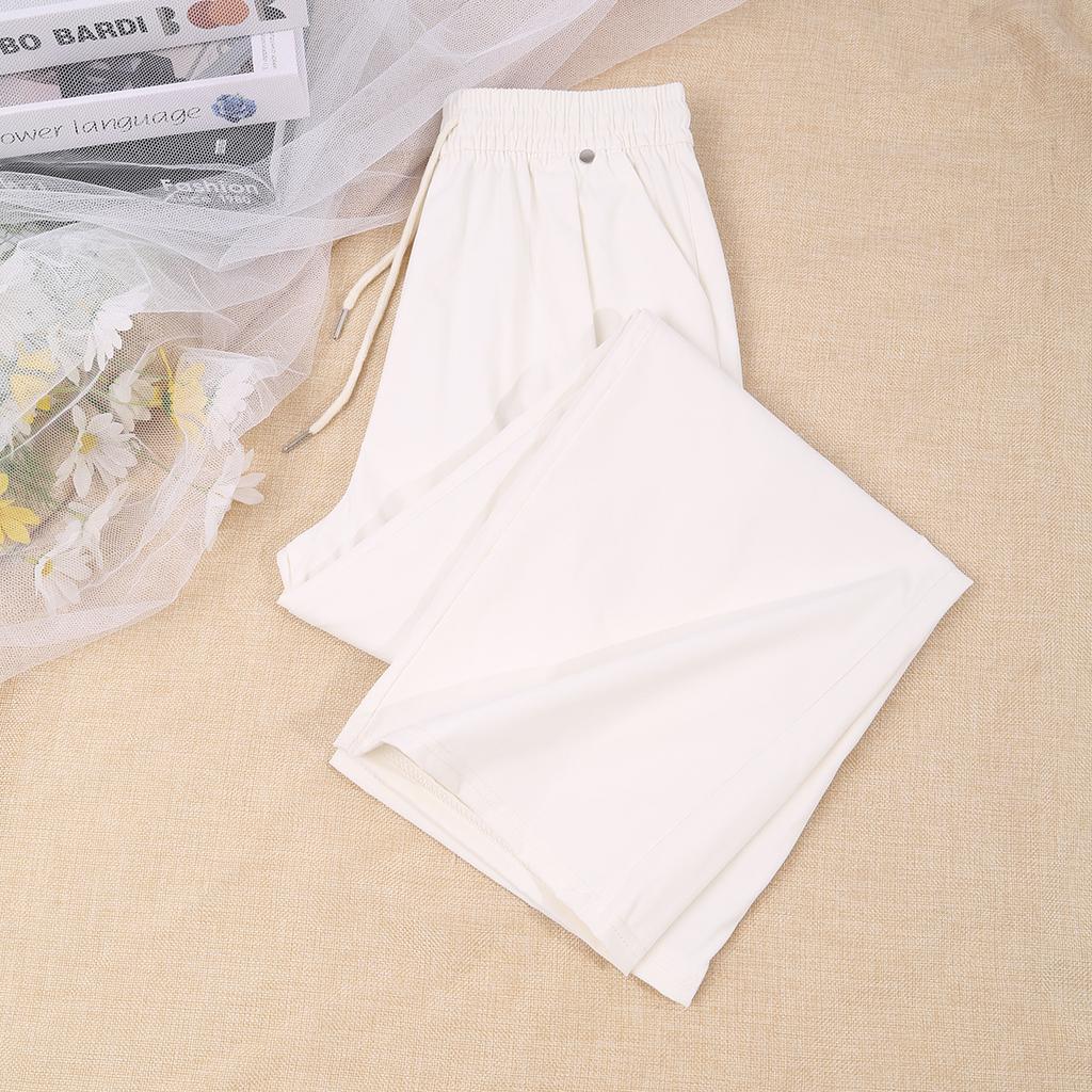 Women's High Rise Wide Leg Pants Straight Leg Cargo Pants Thin Quick Dry Solid Drawstring Casual Summer Trousers