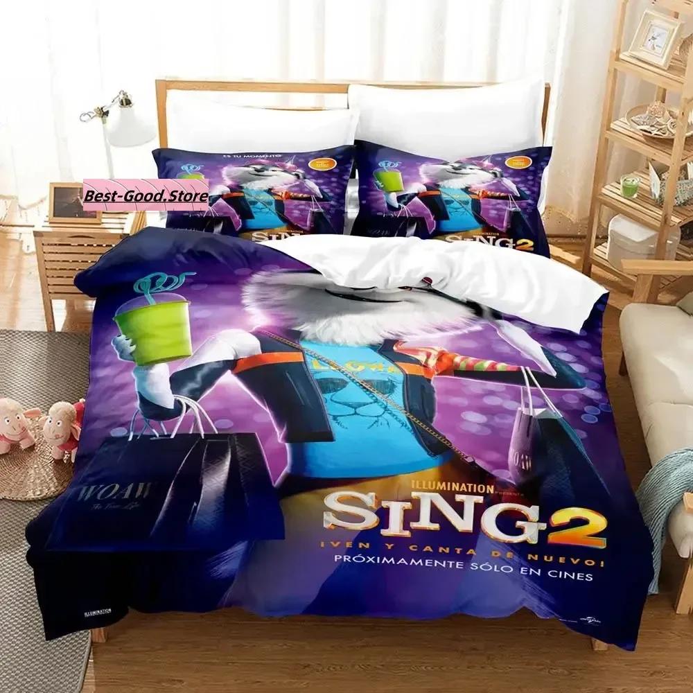 Nuovo Set Biancheria da Letto Sing 2 Singolo Gemello Matrimoniale Queen King Size Set Letto Adulto Bambino Camera da Letto Copripiumino Set Stampa 3D Kawaii Aniem