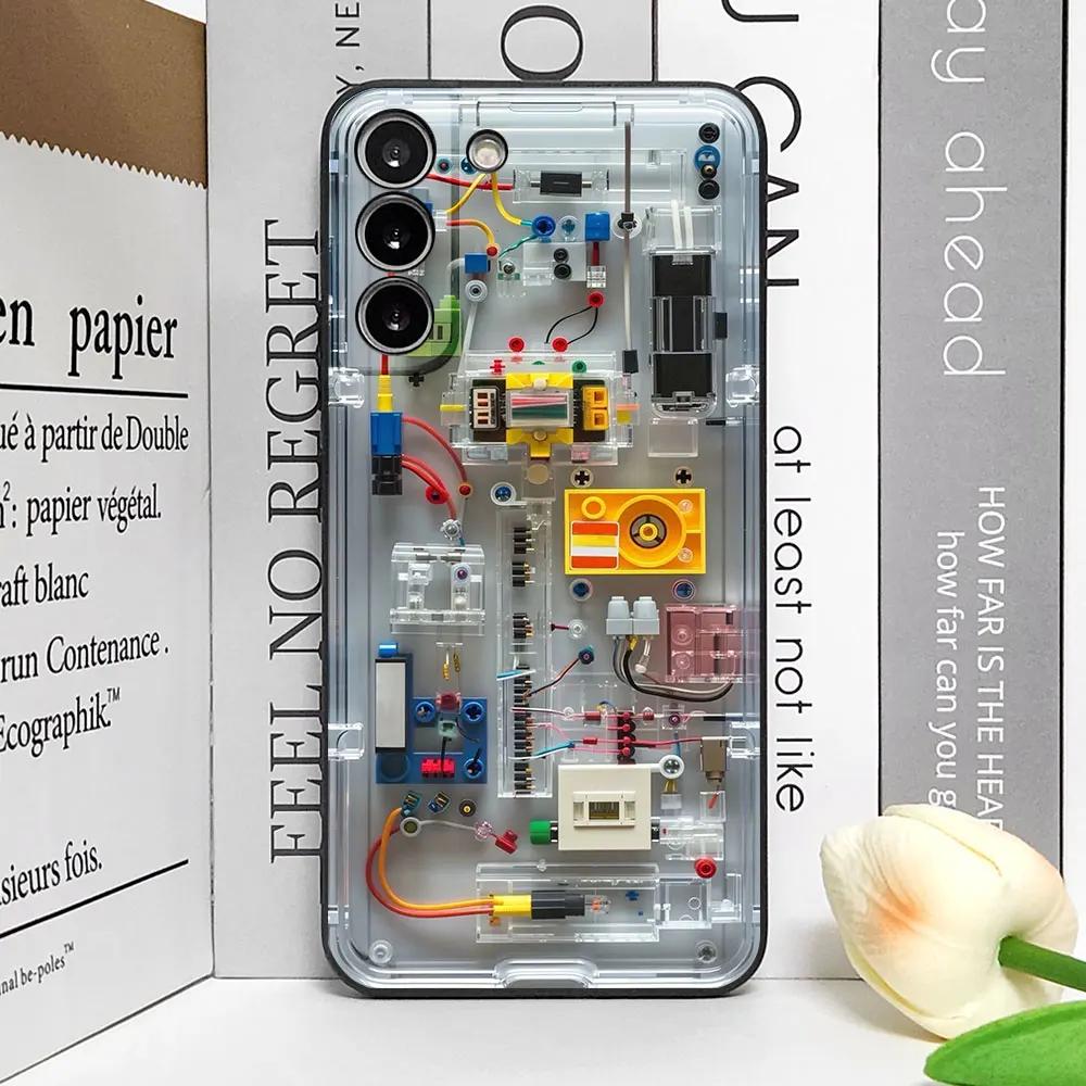Advanced Circuit Board Phone Case for Samsung Galaxy S25 Edge S24 S23 S22 S21 S20 Ultra Plus FE A55 Shockproof Soft Cover Fundas