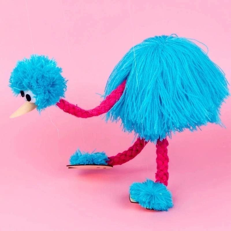 Furry Ostrich Marionette Puppet for Interactive String Puppet Show Prop Educational Play Design for Imaginative Theater Fun
