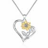 Double Layer Sunflower Pendant Necklace - Love Heart Trendy Collarbone Chain