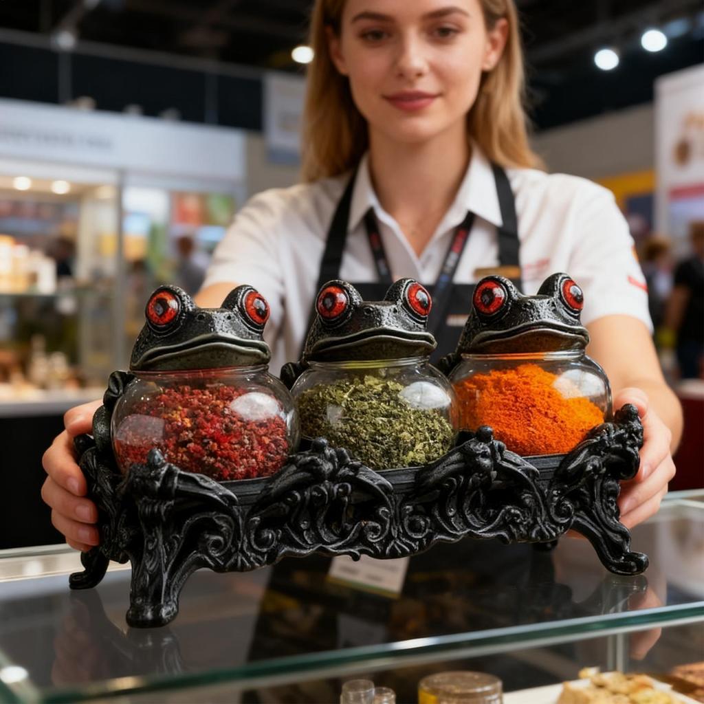 Seasoning Jars Frog Design Salt Pepper Organization Canister Apothecary Jar with Lids for Kitchen Pantry Cabinet Counter Food