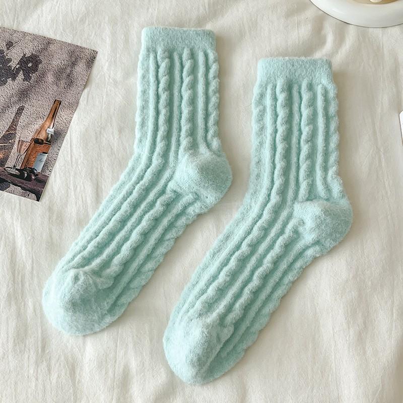 Meias de Veludo Australiano Meias de Cano Médio Meias de Veludo para Estação Espessas Quentes para Casa Chão Dormir Meias Cor Doce Meias Mulher