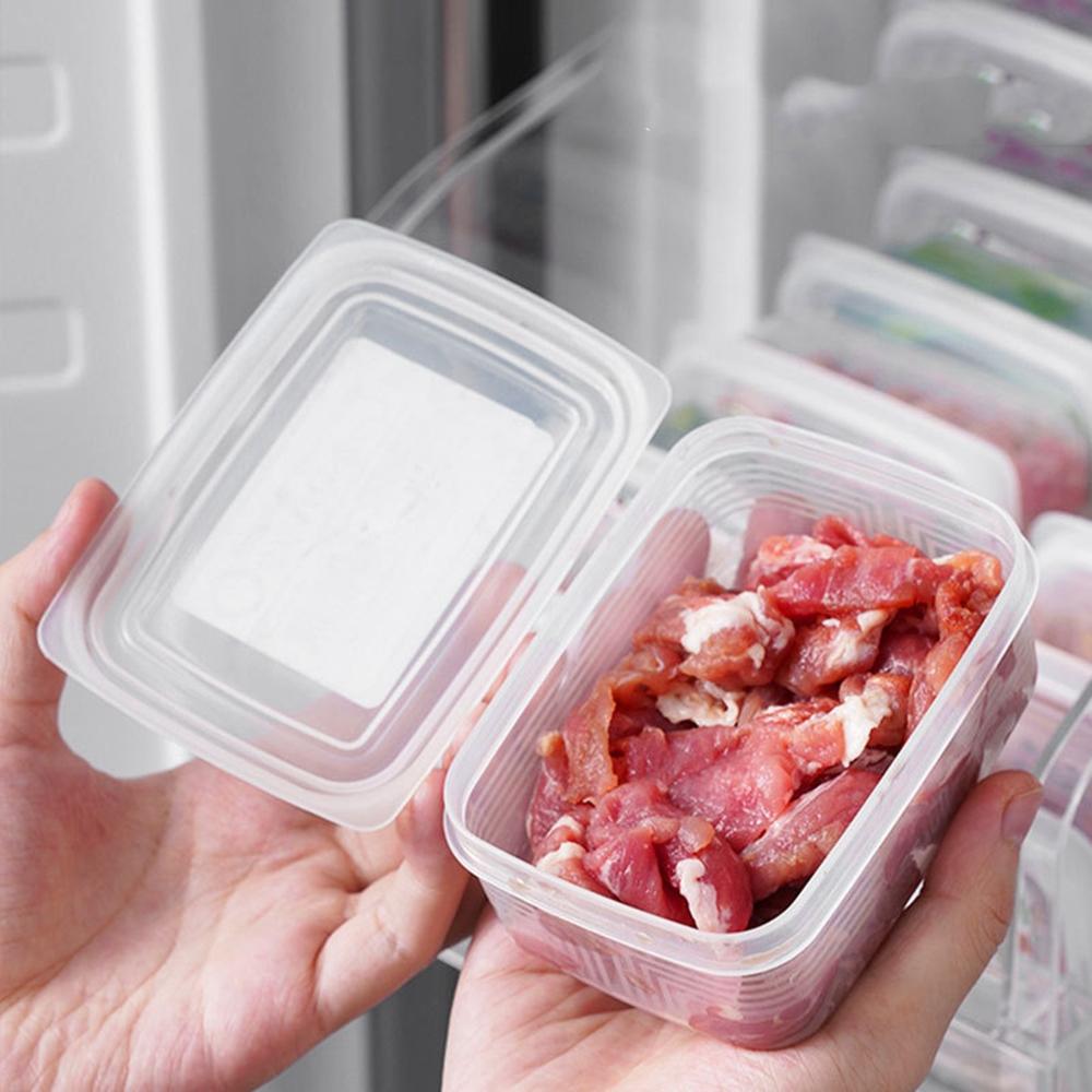 Contenitore per Alimenti Congelati Frutta Scatola Portaoggetti Portatile Scomparto Organizzatori Frigorifero Congelatore Sottovuoto Carne Cipolla Zenzero Trasparente