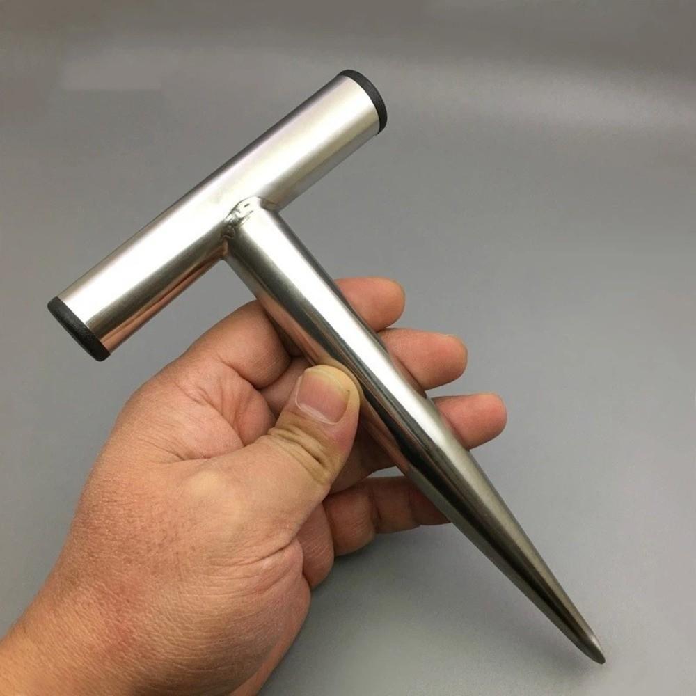 Stal nierdzewna Dziurkacz do gleby w kształcie litery T Łatwy w czyszczeniu Sadzarka do dołków na rośliny Wygodny uchwyt Narzędzie do sadzenia cebulek