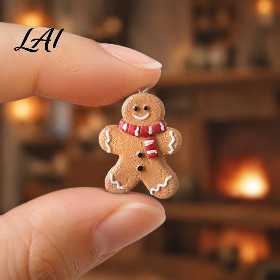 Durable Resin Holiday Ornaments 4 Pcs Gingerbread Christmas Ornaments Candy Cane Tree Lollipop Tree Decorations Man Xmas Hanging Decoration