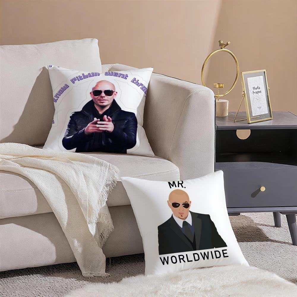 Mr Worldwide PPitbull Cushion Cover Pillowcase Short Plush Invisible zipper Room Sofa Cushion Cover
