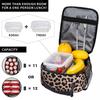 Cheetah Leopard Lunch Bag Reusable Portable Cooler Thermal Lunch Box Oxford Bento Tote Bag for Work Travel Picnic