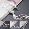Women Fashion Silver Plated Long Chain Tassel Hook Dangle Linear Earrings Gift