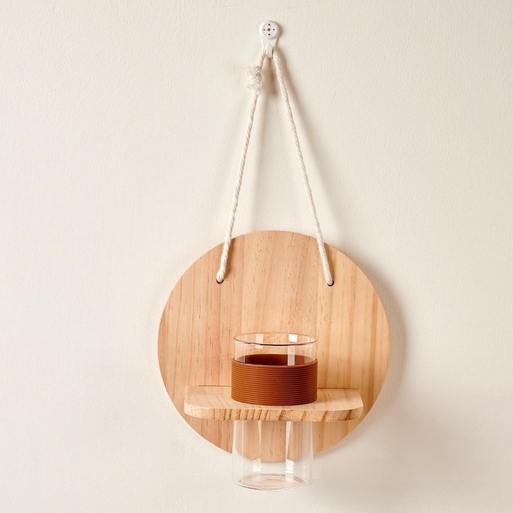Wooden Wall Hanging Planter Holder Home Ornaments Hydroponic Planter Shelf Hydroponics