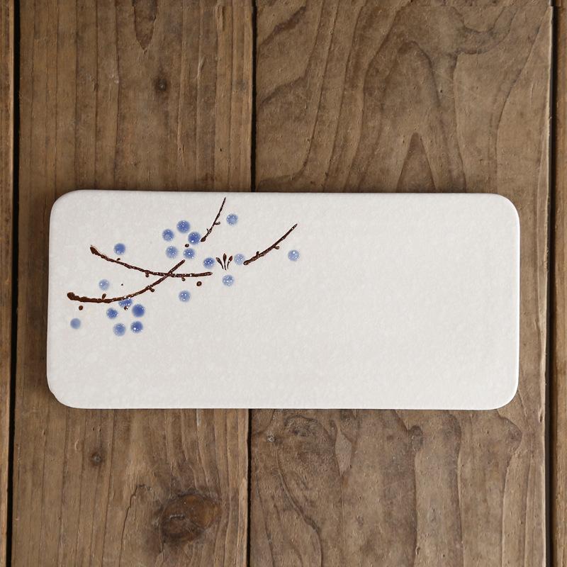 BEPAN 1PC Japanese Style Rectangular Ceramic Plates Underglaze Color Sushi Dishes Multi Purpose Plates for Cake Western Food
