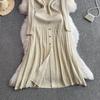 Autumn Winter Women Brand Designer Runway Party Dresses Full Sleeve Knitted Sweater Long Midi Pullover Fishtail Dress