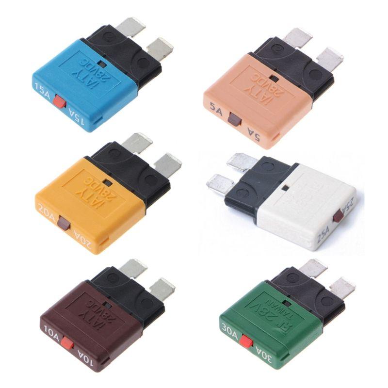 28V DC 5A-30A Manual Reset Circuit Breaker Blade Fuse Car Truck Motorcycle Vehicle Electronic Equipment Circuit Parts