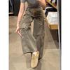 Plus Size Retro High-Waist Slimming Jeans for Pear-Shaped Women - Autumn Straight Wide Leg Pants