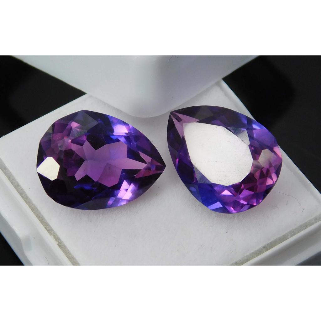 Natural 15.36 Ct CERTIFIED Purple Sapphire Pear Cut Loose Gemstones Pair A--2181