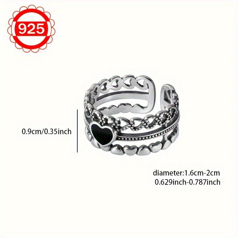 silver hypoallergenic ring for women, vintage multi-layer heart-shaped ring, light luxury design index finger ring