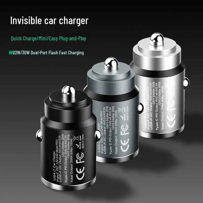 30W Unsichtbares USB-Autoladegerät mit Superschnellladung für Android