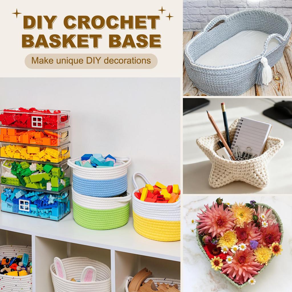 PATIKIL Set of 8 Crochet Basket Blank Wooden Bag Bases for Crocheting Shoulder and DIY Craft Kit Bases, Heart-Shaped 12x12" (30x30cm) Bags, Handbags,