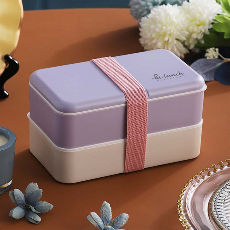 Dobbeltlags matboks Bærbar bentoboks Forseglet lekkasjesikker For skolebarn Kontorarbeider Mikrobølgeovnsbeholder Matoppbevaringsboks