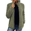Women Solid Fleece Jackets Casual Stand Collar Coat Fashion Female Long Sleeve Zipper Outerwear Autumn Winter Lady Clothes