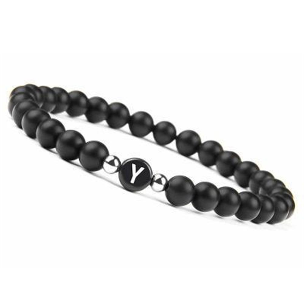 6mm 26 Písmen Náramek Unisex Černý Matný Kámen Korálkový Náramek Ručně Vyráběný DIY Náramek pro Ženy Muže Páry Dárky k Přátelství