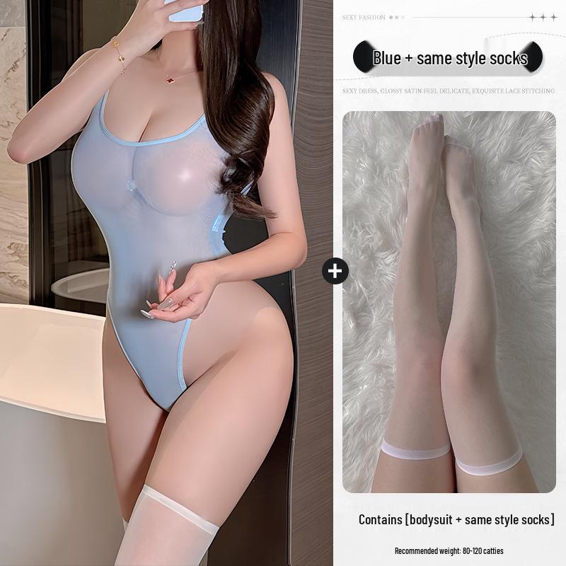 Sexy Goddess Transparent High Cut Fishnet Bodysuit - Open Crotch, Sleeveless, Perfect for Couples