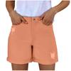 Women's Solid Color Jeans Stretch Slim Fit Distressed Denim Shorts