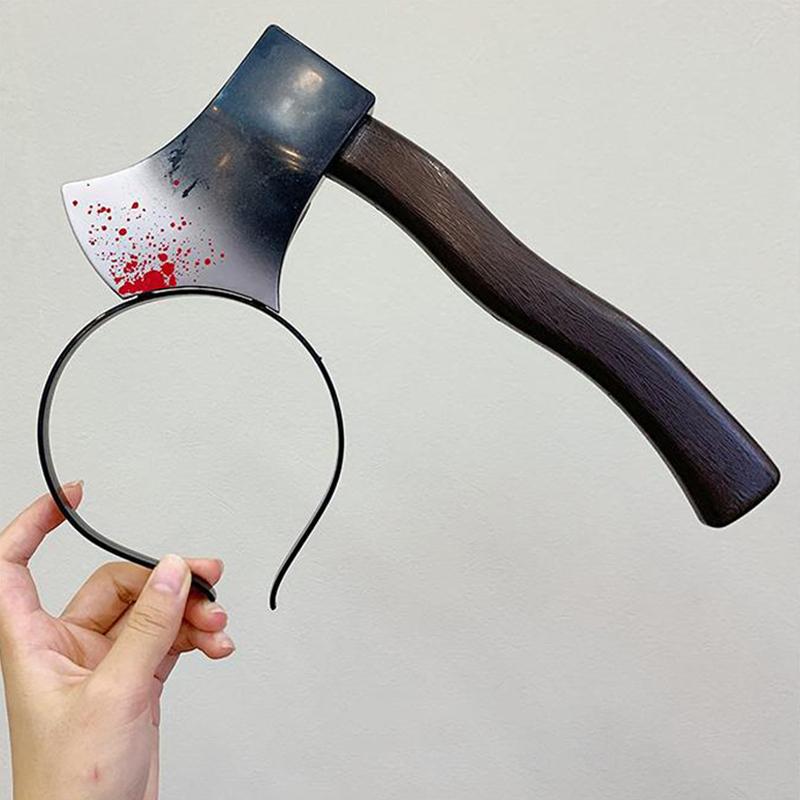 Halloween Party Horror Hair Bands Fake Knife Axe Cleaver Scissor Headbands Through Head Scary Masquerade Costume Photobooth Prop