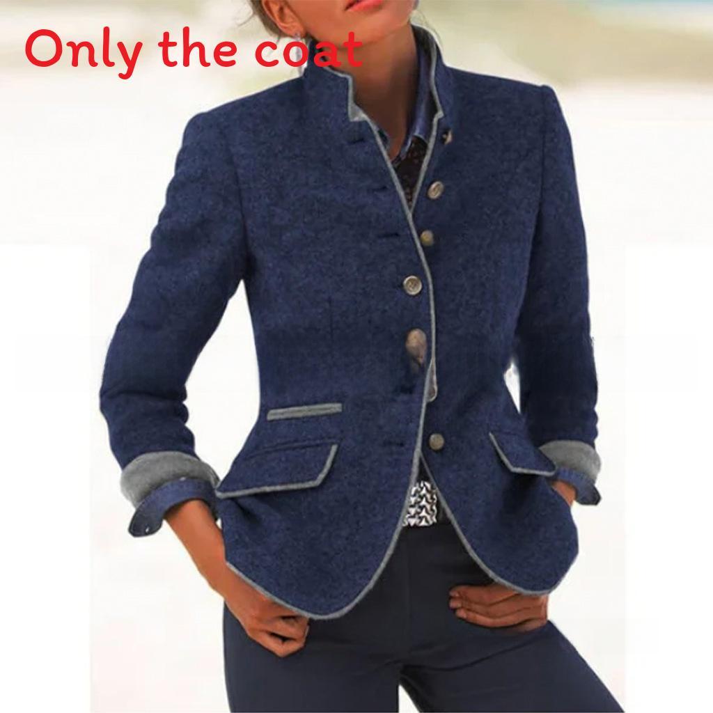 Blazer da Donna in Misto Lana con Design Color Block per l'Ufficio Casual