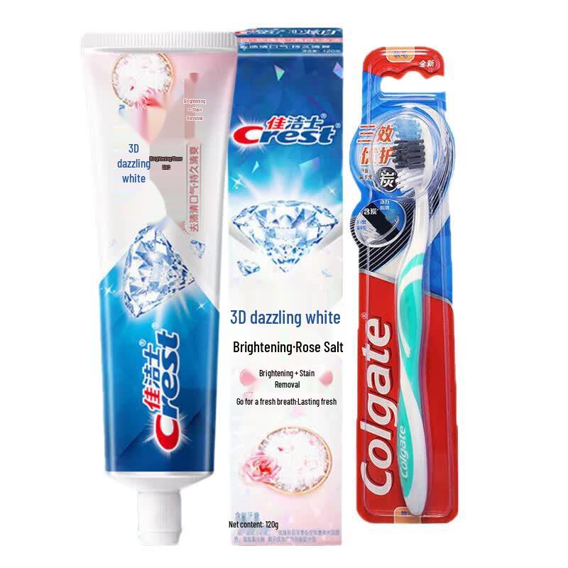 Набор зубных паст Crest 3D White Rose Salt и Colgate Triple Action