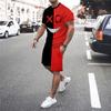 Summer Men's Round Neck Short Sleeved and Shorts Two-piece Set, Facial Expressions Comical and Realistic 3D Printing Set, Men's