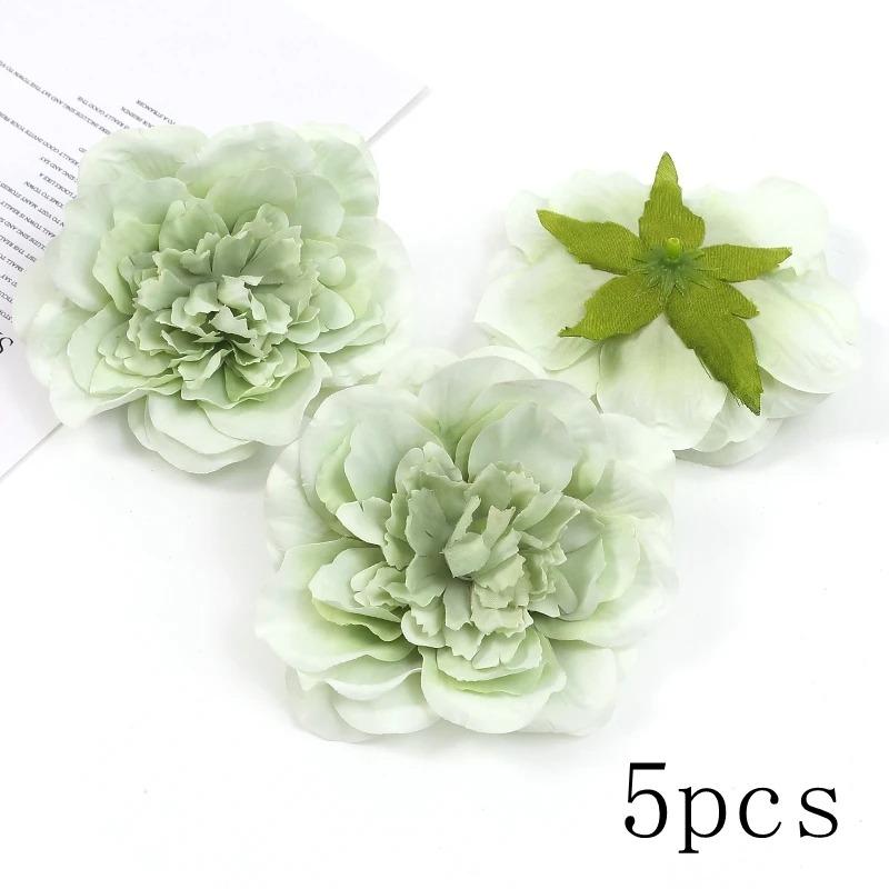 Green Rose Artificial Flowers Heads Silk Fake Flower for Home Room Decor Marriage Wedding Decora DIY Craft Wreath Gift Accessory