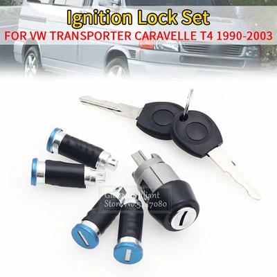 7-teiliges Zündschloss 4 Türschlosszylinder 2 Schlüssel Set Mit zwei Schlüsseln Für VW TRANSPORTER CARAVELLE T4 1990-2003 OEM: 701837205