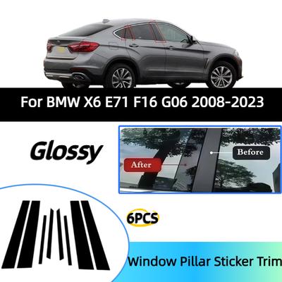 For BMW X6 E71 F16 G06 2008-2023 Model Window Decorative Pillar Panel Bright Black Center Pillar Sticker