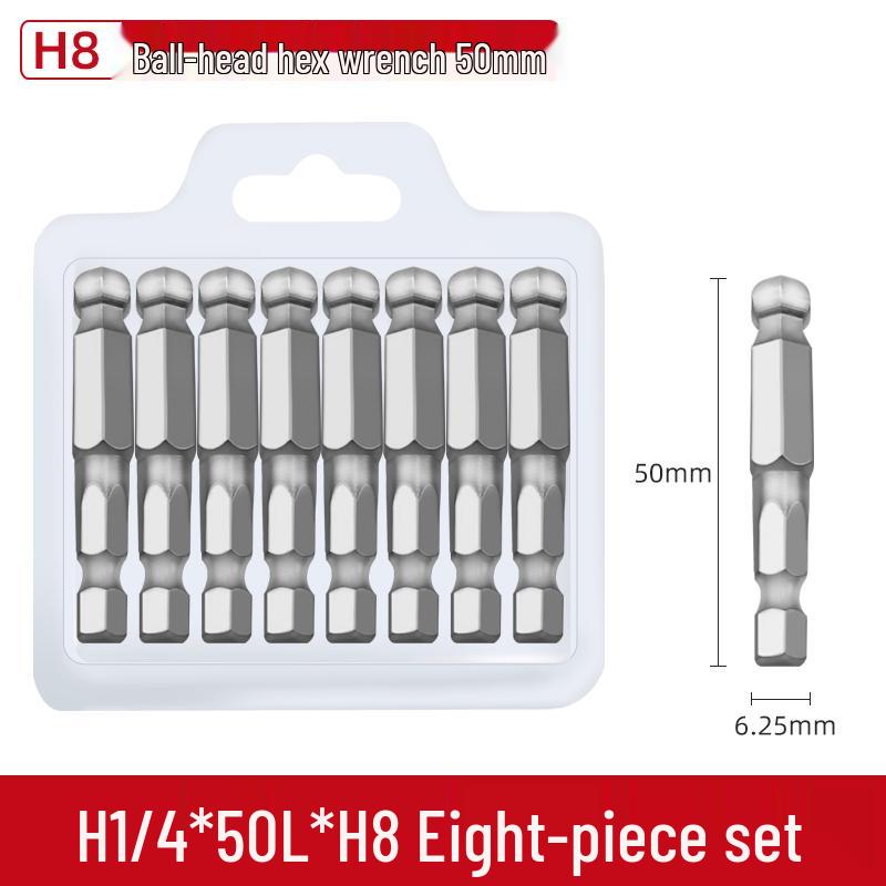 Short Magnetic Ball-Head Hex Socket Driver Bits for Electric and Pneumatic Screwdrivers