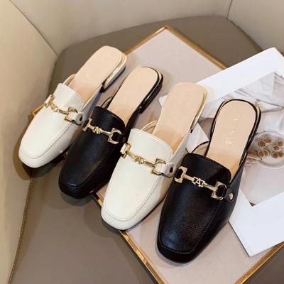 Mode 2024 Nieuwe Baotou Half Slippers Dames Zomer Buitenkleding Koele Slippers Leren Schoenen