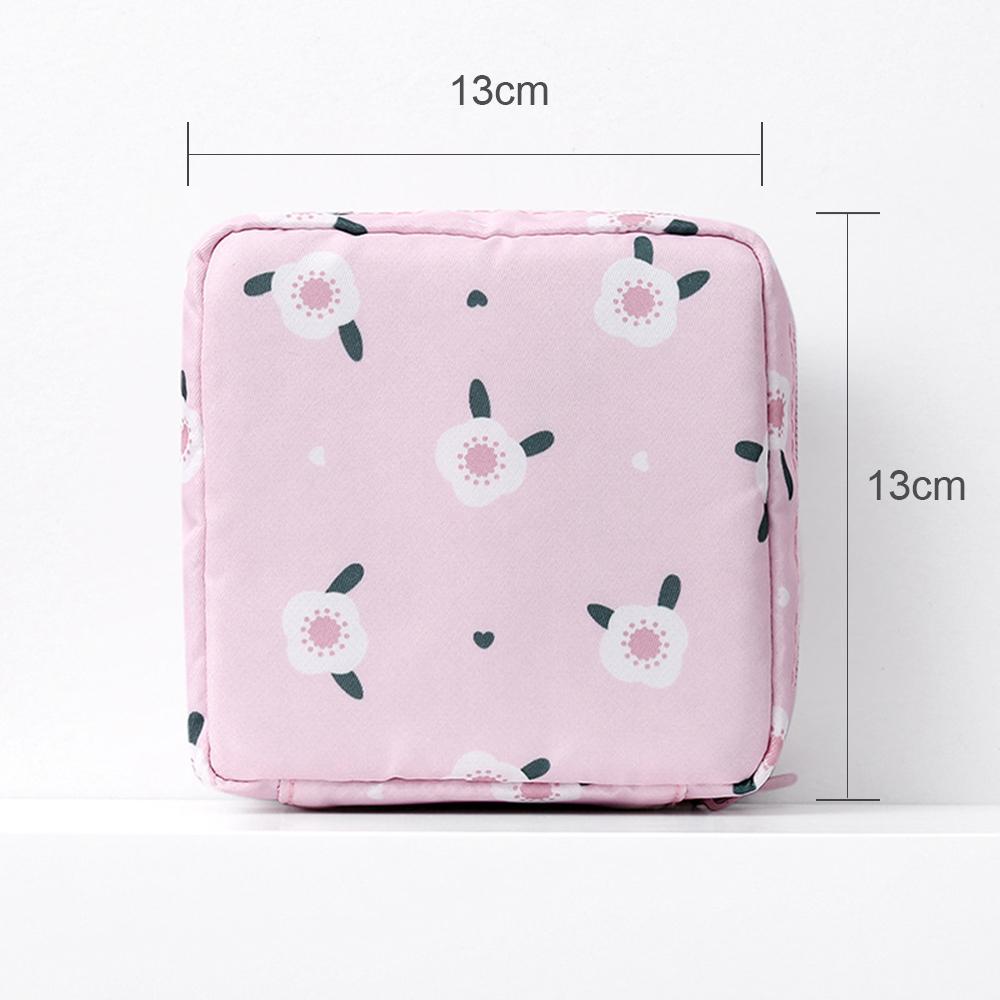 Women Portable Sanitary Napkin Tampon Storage Bag Cotton Travel Makeup Storage Bag Literary Zipper Coin Purse Sundries Storage#w