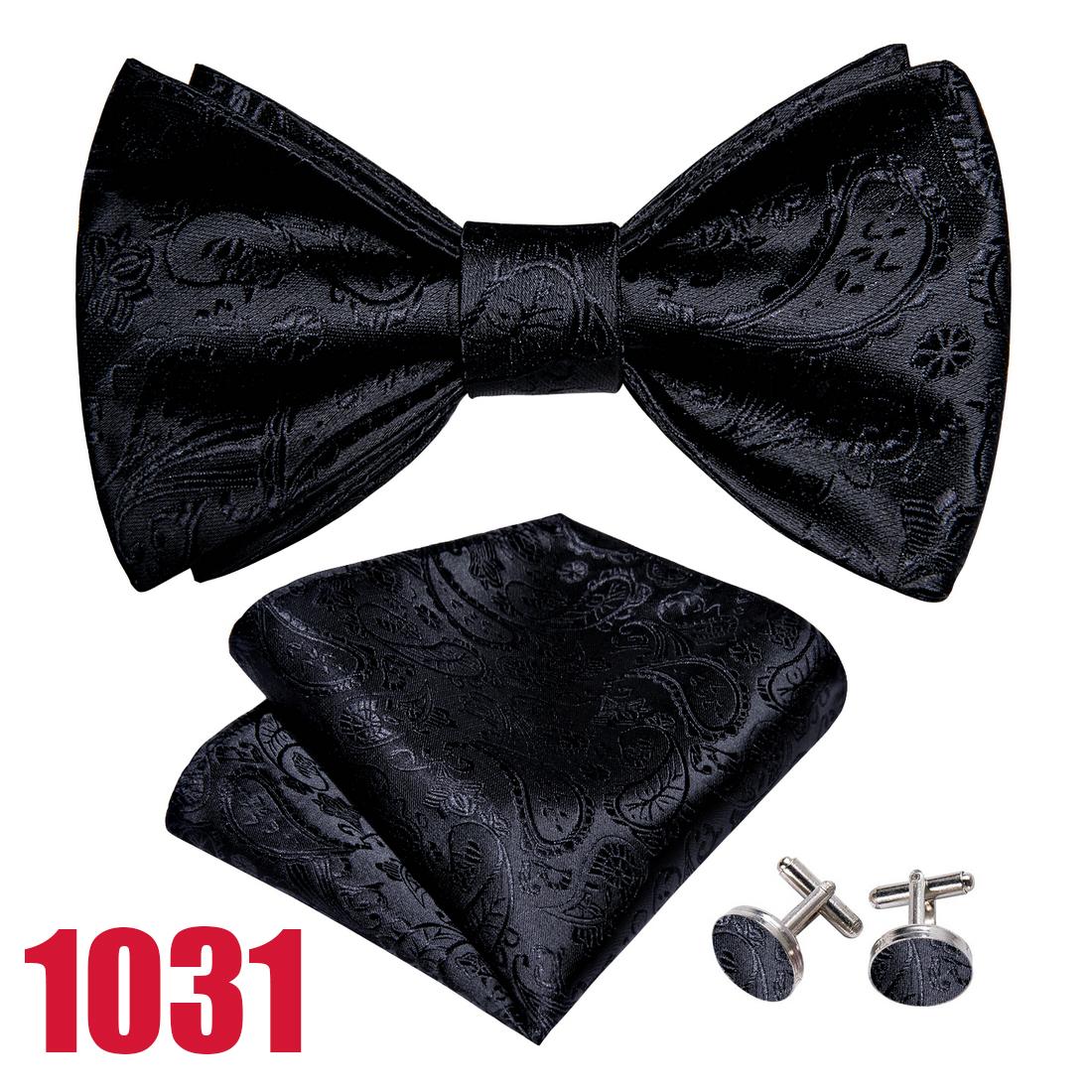 

Barry.Wang Mens Bowties Тканий шовк Пейслі Самостійна краватка Боуті Ханкі Запонки Весілля Офіційний Крават LH-1031