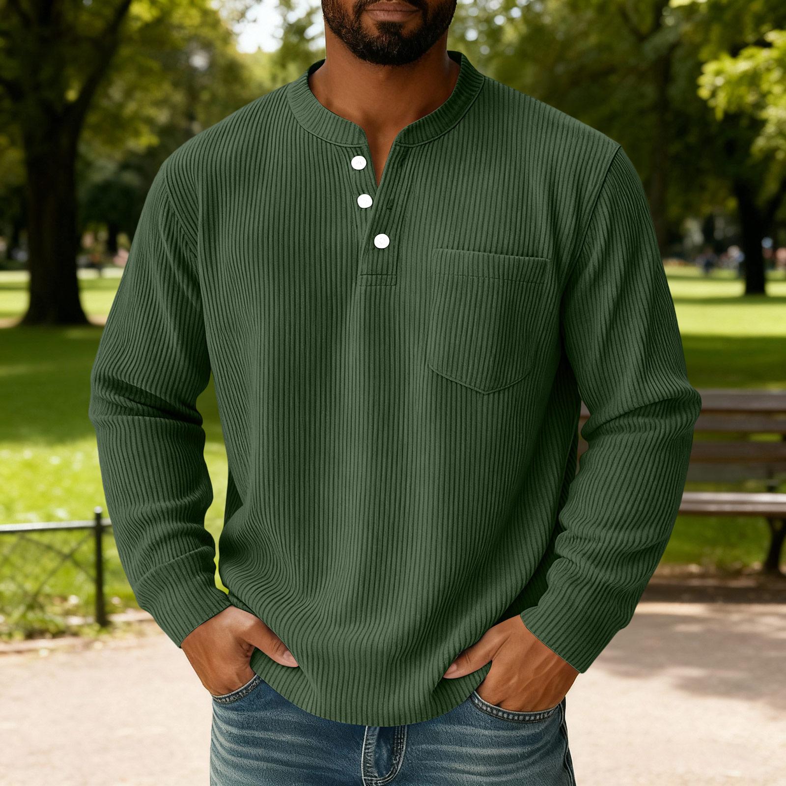 

Men s Solid Color Corduroy Three-button Collar Men s Long-sleeved Shirt XXXL світло-зелений колір