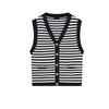 MD Summer New Arrival Women's Clothing Classic Style Gold Sense Stripes Cotton Blend V Neck Sleeveless Knitting Vest 5783800