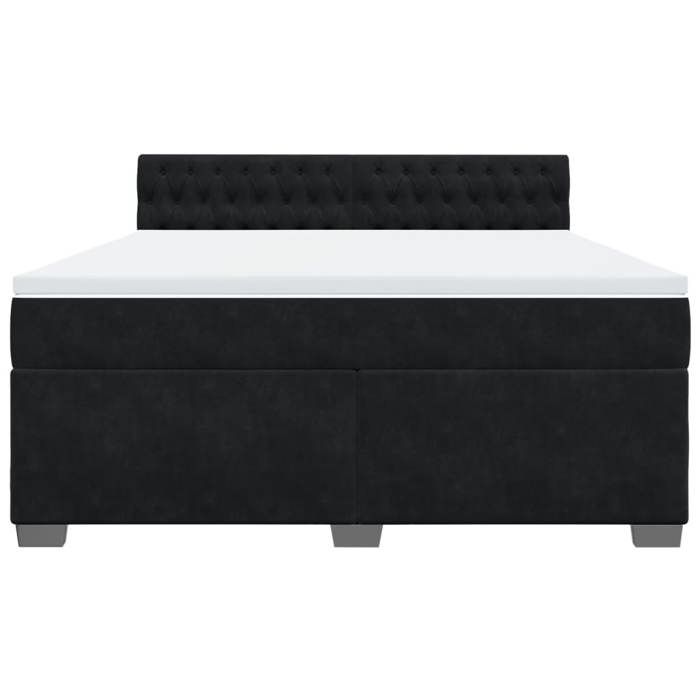 Exclusive House - Bed Slatted Base with Mattress Black 180x200 Cm Velvet