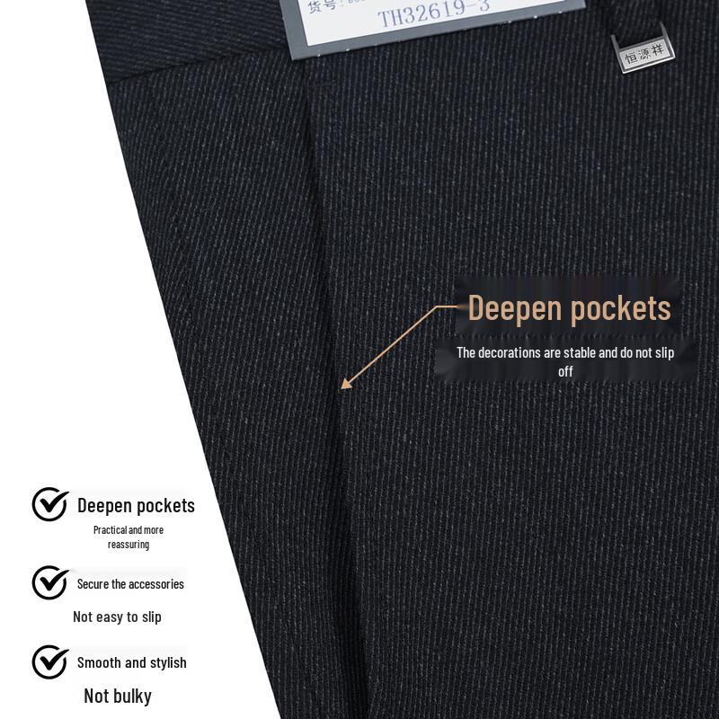 Hengyuanxiang Men's Wool-Blend Business Casual Straight-Leg Trousers