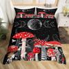 Mushroom Duvet Cover Set Burgundy Plant Fallen Leaves Bedding Set 2/3pcs For Boys Snail Print King Size Soft Comforter Cover