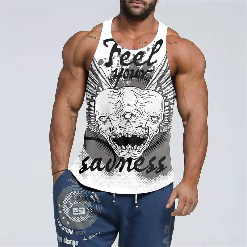 Skeleton Nightmare 3D Printed Large Size Trendy Sleeveless Men's Tank Top