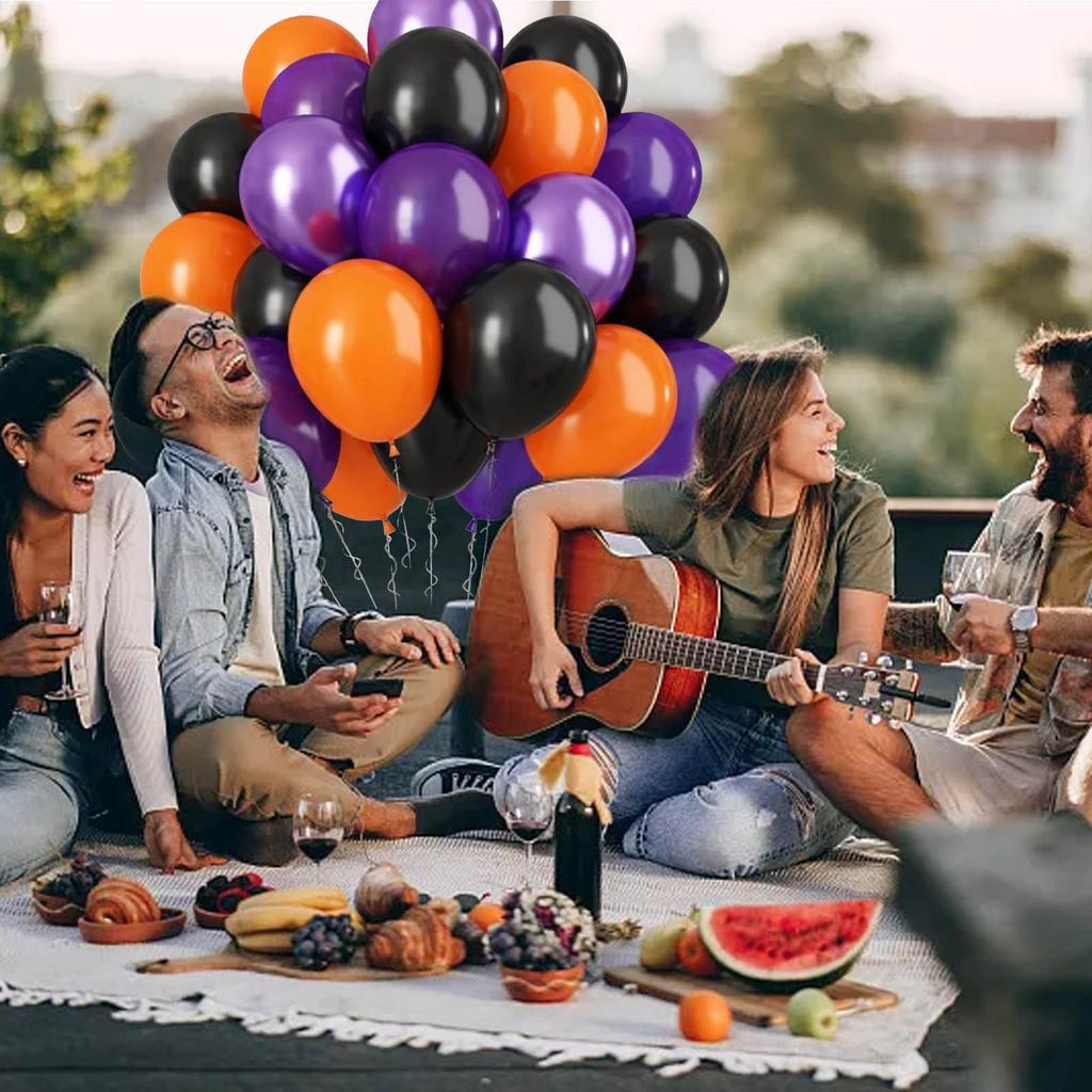 Orange Confetti Latex Balloons For Halloween Party Decorations Durable 24hr Float For Kids Theme Party Weights For Balloons