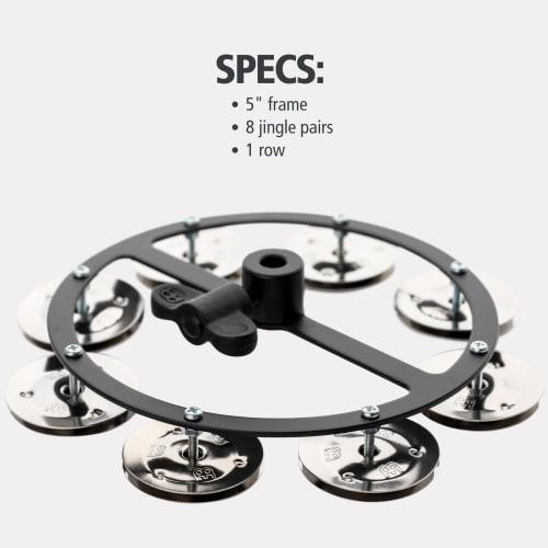 MEINL Percussion Headliner Series Hi-Hat Tambourine, Stainless Steel, 1-Row, HTHH1BK