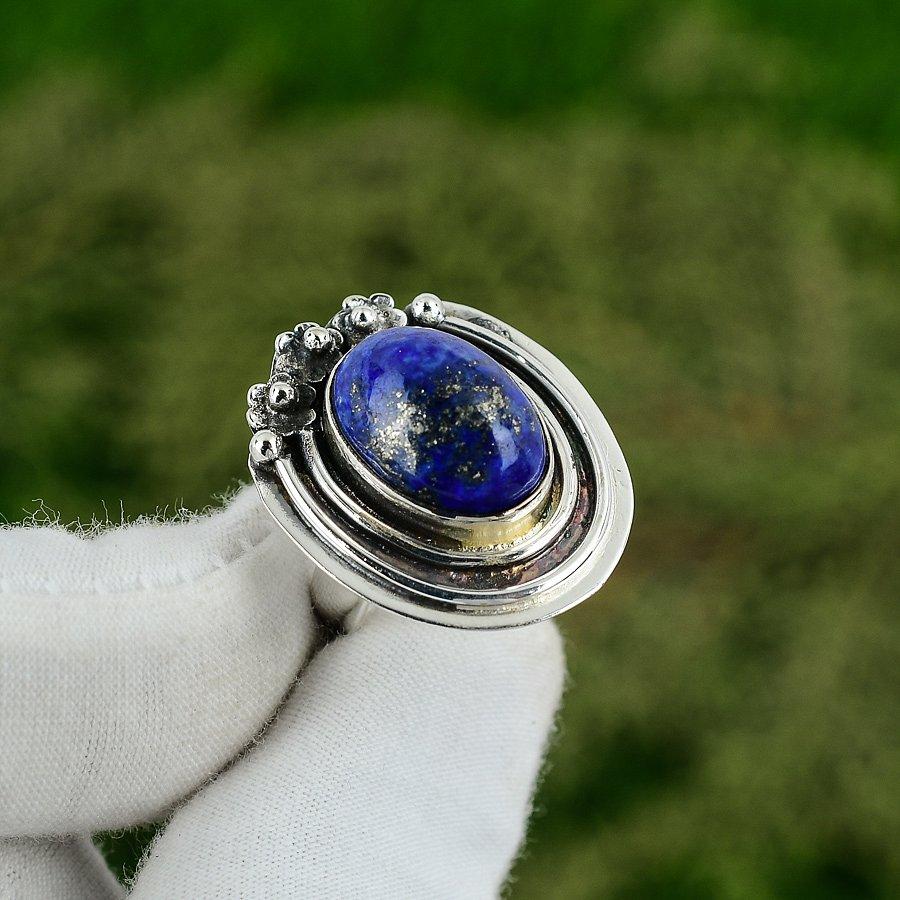 Wedding Gift For Her 925 Silver Natural Lapis Lazuli Stackable Adjustable Ring Adjustable
