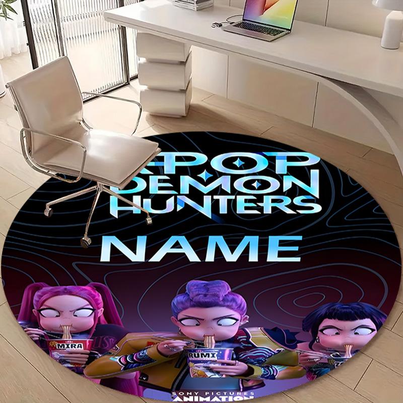 Personalized K-KPop Demon Hunters Round Chair Office Rug - Perfect for Mat, Office Chair & More - Ideal Gift for Birthdays and Holidays