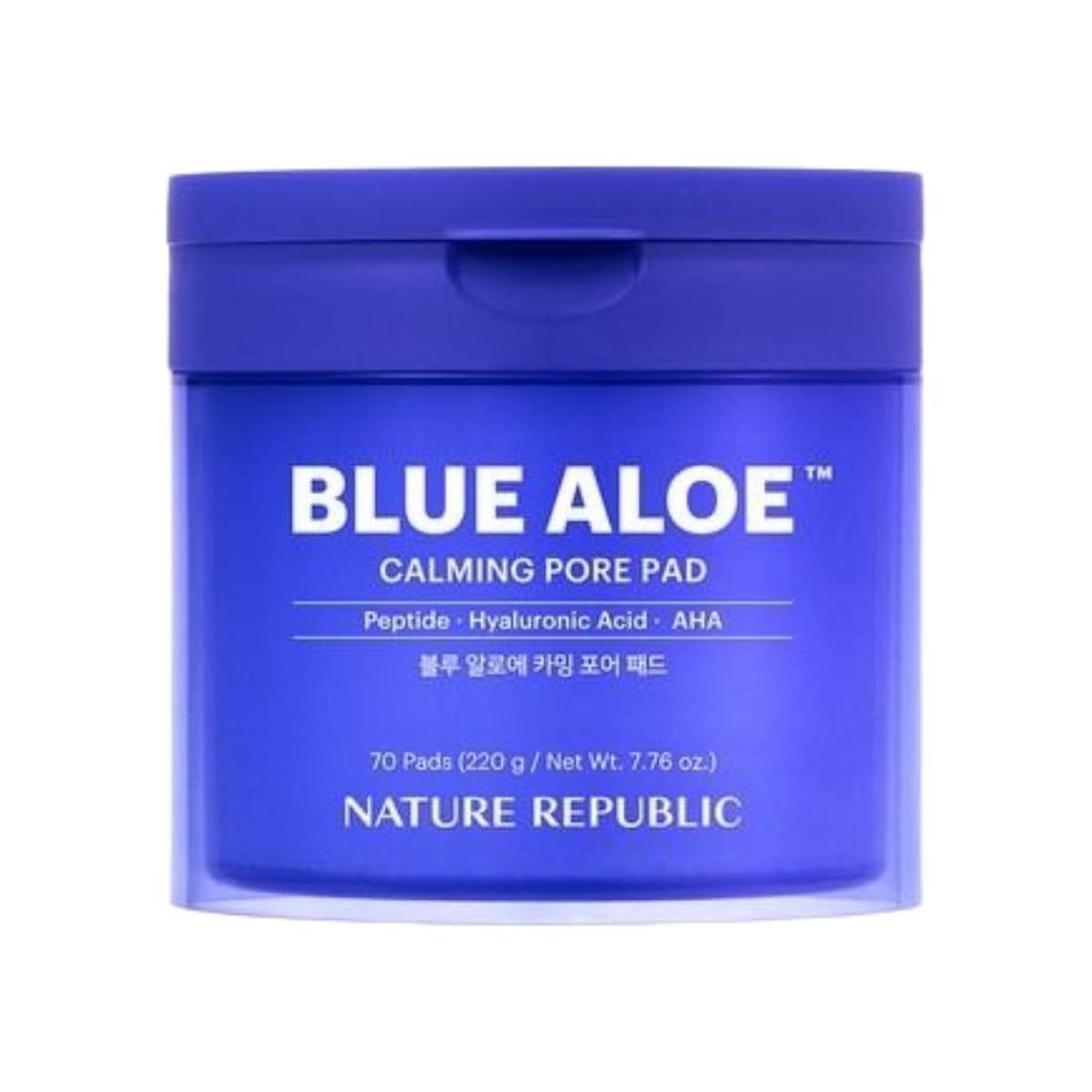 Nature Republic Blue Aloe Calming Pore Pad, Soothing & Pore Refining, 220g (70 Sheets)