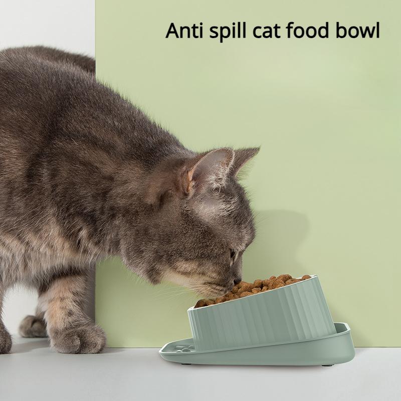 Cat Slanted Bowl Bowl Protection Neck Wide Mouth Detachable Stainless Steel Anti Spill Cat Food Bowl Cats Dogs Pet Food Utensils